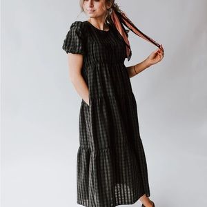 Piper and Scoot The Vivian Tiered Midi Dress in Black